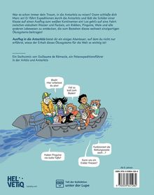 Ein Comic-Bild zeigt eine Gruppe in einem Schlauchboot auf Meer, mit Sprechblasen: "Boah! Hier arbeitest du also!", "Viel zu kalt zum Baden!".