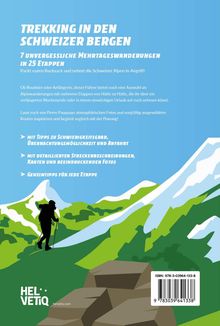 TREKKING IN DEN SCHWEIZER BERGEN: Führer zu Mehrtageswanderungen mit Fotos und Routen. Illustration mit Bergwanderer.