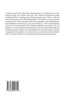 Text über die Bedeutung der öffentlichen Beurkundung im Aktienrecht und einer Dissertation zur Schnittstelle mit Notariatsrecht.