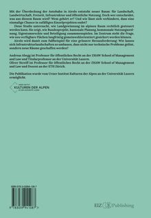 Text über die rechtliche Steuerung von Landgewinnung in Airolo. Logo: Urner Institut Kulturen der Alpen. EIZ Publishing.