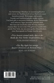 Text beschreibt den Zusammenbruch eines Mietshauses in East Harlem und dessen Auswirkungen. Gebäude im Hintergrund.