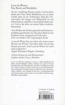 Leon de Winter: Das Recht auf Rückkehr, Buch