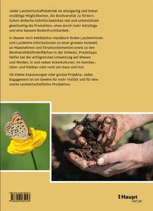 Text über landwirtschaftliche Biodiversität. Links: Schmetterling auf gelber Blume. Rechts: Hände mit Erde und Würmern. Haupt Logo.
