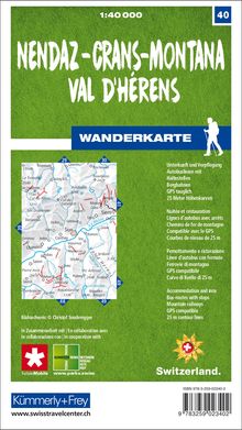 Nendaz - Crans-Montana Val d'Hérens 40 Wanderkarte 1:40 000 matt laminiert, Karten