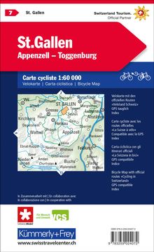 Radwanderkarte St. Gallen - Appenzell - Toggenburg mit Ortsindex (7), Karten
