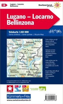 Radwanderkarte Lugano - Locarno - Bellinzona mit Ortsindex (18), Karten