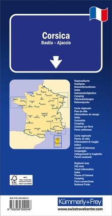 Kümmerly+Frey Regional-Strassenkarte Korsika 1:150.000, Karten