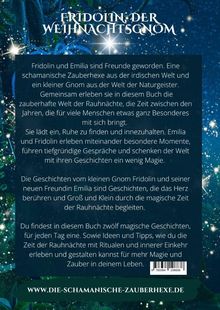 Text beschreibt Fridolin, den Weihnachtsgnom und seine magischen Abenteuer während der Rauhnächte. Webseite steht unten.