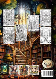 Tarris Kidd: Fantasy Malbuch für Erwachsene und Jugendliche - Magische Bibliotheken Fantasiewelt Bücher - Ausmalbuch für Stressabbau &amp; Achtsamkeit, Buch