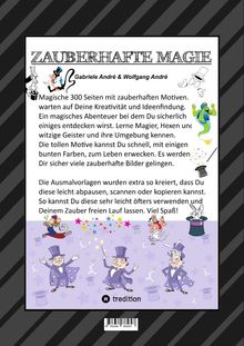 Wolfgang André: Mega Malbuch - 300 Seiten Magische Motive - Magier - Hexen - Geister - Zauberein - Feen - Elven - Aladdin - Zaubersterne, Buch