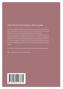 Text: "Jeder Mensch kann backen. Jeder? Ja, jeder." Die Rezepte stammen aus dem Café Lykkka in Neukloster. Beigefügt ein Barcode.