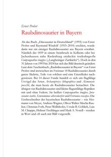 Ernst Probst: Raubdinosaurier in Bayern, Buch