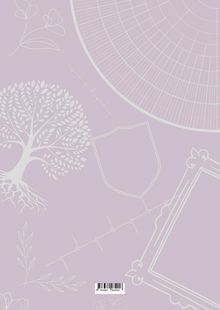 Ein Baum, ein Schildumriss und dekorative Linien auf einem lila Hintergrund.