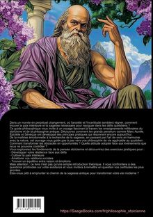 Ein Text beschreibt, wie stoische Prinzipien helfen können, Herausforderungen zu meistern. Illustration: ein alter Mann mit Bart.