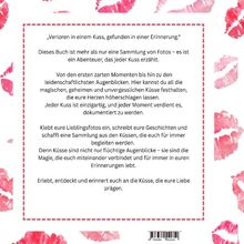 Ein Text über die Bedeutung von Küssen, umgeben von roten Kussabdrücken als dekoratives Element.