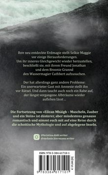 Ein Text beschreibt eine magische Reise, Herausforderungen und eine Fortsetzung, umgeben von stürmischen Meereswellen.