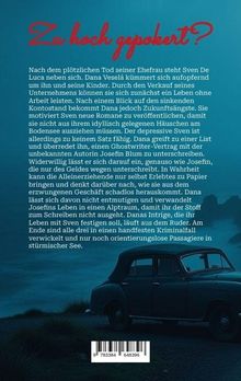 Covertext: "Zu hoch gepokert?"  
Inhalt: Roman über Verlust, Betrug und Neuanfang.  
Auto bei Nacht am See.