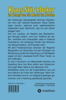Ein blauer Hintergrund zeigt den Titel "Klaus Störtebeker im Kampf um die Macht im Norden" in gelber Schrift. Darunter Text.