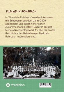 Text: "FILM AB IN ROHRBACH" und Informationen zu Interviews aus 2009. Schwarz-Weiß-Foto von 1906, zeigt Turnverein Rohrbach.