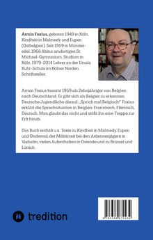 Text über Armin Foxius' Leben und Werke. Logo von "tredition". Foto eines Mannes mit Brille, kariertes Hemd, Regal im Hintergrund.