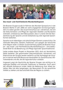 „Das mosel- und rheinfränkische Mundartkolloquium: Die Bosener Gruppe wurde im Rahmen des Mundart-Symposiums gegründet...“ 

Arial Foto: Gruppe von lächelnden Menschen. Unten links: Logo „bosener gruppe Literarisches Mundart Kolloquium“.