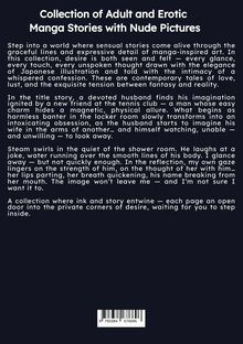 "Collection of Adult and Erotic Manga Stories with Nude Pictures." Text erklärt sinnliche Manga-Erzählungen mit fantasievollen Details.