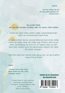 Leonie: „Ich bin immer bei dir. Ich lasse dich niemals los. Versprochen.“ Hintergrund mit stilisierten Gänseblümchen.