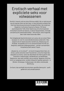 Text: "Erotisch verhaal met expliciete seks voor volwassenen." Beschreibung: Der Umschlag eines Buches mit einer detaillierten Zusammenfassung.