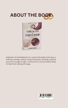 Text: "ABOUT THE BOOK. STRENGTH IN PARTNERSHIP." Darunter ist ein Buchcover abgebildet.