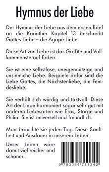 „Hymnus der Liebe“ – Ein Text beschreibt die Agape-Liebe aus der Bibel als selbstlose, universelle und freundliche Liebe.
