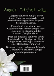 Text: "Amber Mitchell will... eigentlich nur ein ruhiges Leben führen." Eine weiße Lilie in der Ecke vor schwarzem Hintergrund.