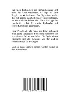Text über einen Einbruch, einen erschossenen Täter und Ermittler Lars Wessels. Unten ein Strichcode.