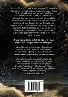 Zusammenfassung des Inhalts einer Serie über Freundschaft und Abenteuer in einer normabweichenden Welt, Bände 1-4. Sandhintergrund.