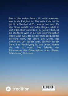 Text beschreibt ein spirituelles Gesetz. Unten links ein weißes Logo und „tredition“. Hintergrund: Farbverlauf von Dunkelblau zu Orange.