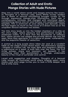 "Collection of Adult and Erotic Manga Stories with Nude Pictures." Grauer Text auf schwarzem Hintergrund.