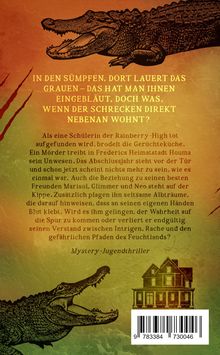 "In den Sümpfen, dort lauert das Grauen... wenn der Schrecken direkt nebenan wohnt?" Illustration mit Krokodilen.
