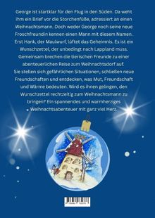 Ein blaues Design mit einem weihnachtlichen Text und einer Illustration einer Windmühle in einer Schneelandschaft.