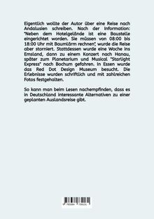 Text beschreibt eine stornierte Andalusien-Reise. Stattdessen erkundet der Autor Alternativen in Deutschland. Barcode unten.