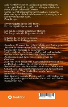 Texte beschreiben Sprache, Poesie, Kontroversen und Ansichten des Autors. Hintergrund: Sonnenuntergang über Wasser.
