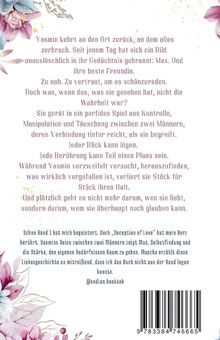 Text über manipulatives Spiel und Selbstfindung. Florales Design mit rosa und blauen Blüten an den Ecken.
