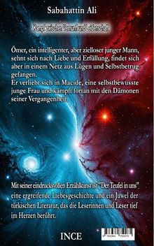 Sabahattin Ali. Kampf zwischen Vernunft und Leidenschaft. Ein emotionales Buchcover mit galaktischem Bild in Rot und Blau.