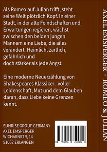 Text über eine unerwartete Liebe zwischen zwei jungen Männern, inspiriert von Shakespeare. Axel Emspenger, Romeo & Julian.