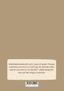 Ein Zitat über Selbstliebe und den Weg zu sich selbst auf braunem Hintergrund. Darunter ist ein Barcode.