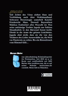 "JAGODA" beschreibt eine Geschichte voller Magie und Abenteuer, in der Jagoda die Welt vor der Finsternis retten soll. Werner Meier, Kriminalreporter im Ruhestand, veröffentlicht seine Bücher auf tredition.com. Unten ist ein kleines Logo.