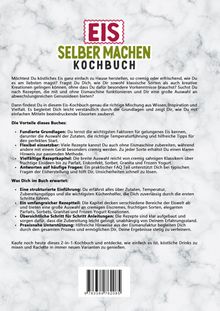 Der Text beschreibt ein Kochbuch zur Herstellung von Eis mit Anleitungen, Tipps und FAQ. Titel: "EIS SELBER MACHEN KOCHBUCH".