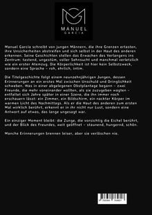 Oben steht "Manuel García". Darunter eine fließende Beschreibung voller Emotionen und Intimität über junge Männer.