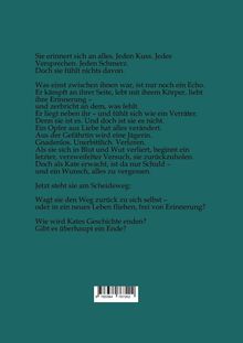 Text auf grünem Hintergrund. Eine Geschichte über Erinnerung, Verlust, Liebe und den Weg zu sich selbst. Unten Barcode.