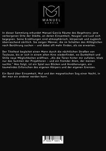 Text über Manuel Garcías Sammlung zu Begehren, Einsamkeit und Begegnungen in Städten. Oben Logo "MANUEL GARCIA".