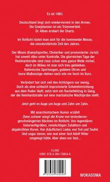 Ein roter Hintergrund mit weißem Text. Es geht um Deutschland 1993, das Rotlichtmilieu und anarchistischen Humor. Preis: 15,00€.
