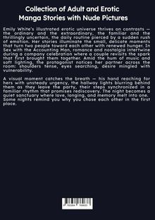 Ein Text beschreibt eine Sammlung von erwachsenen und erotischen Manga-Geschichten mit Nacktbildern. Darunter folgt ein Begleittext über emotionale und erotische Themen in diesen Geschichten. Unten ein Barcode.